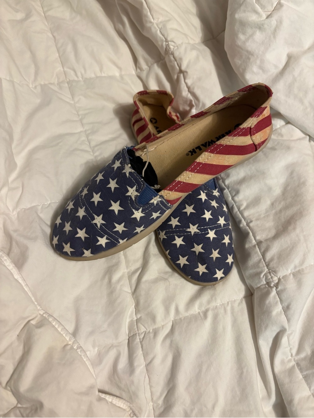 Airwalk Women's Stars & Stripes Canvas Flats in Blue, Red, White